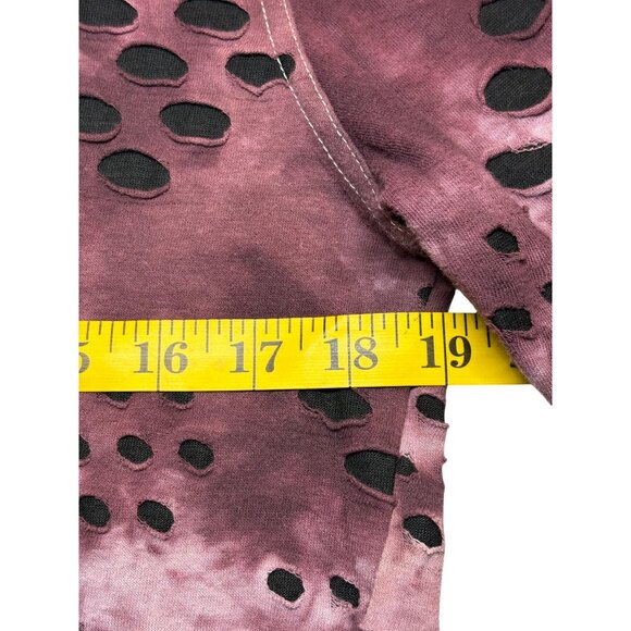Hudson Outerwear  Womans Tie-Dye Distressed Long-Sleeve Shirt M Purple & Black - Picture 4 of 7
